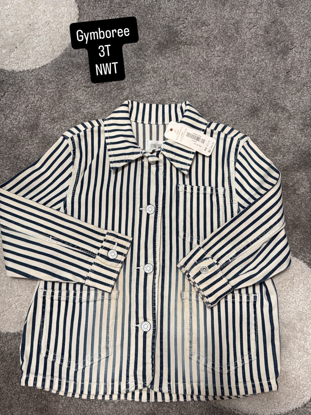 Gymboree Navy & White Striped Button-Up Shirt Jacket